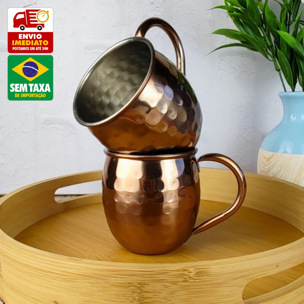 Caneca Moscow Mule Inox 60ml 420ml 580ml Prata ou Dourada Lisa Martelada 1 ou 2 unidades