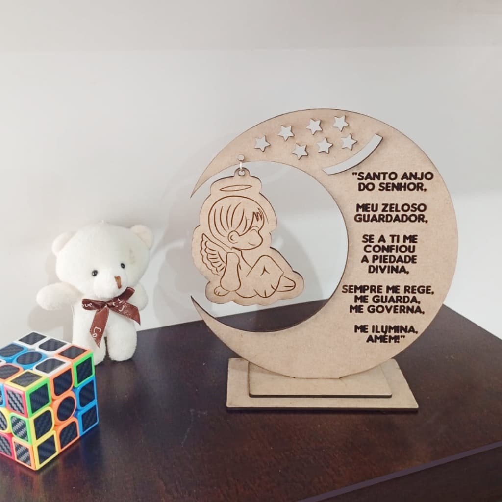Santo Anjo Menino Menina batizado crisma presente lembrancinha primeira comunhão Mdf Arte Exclusiva