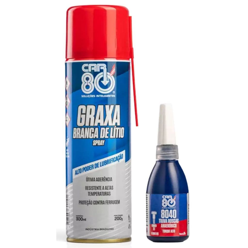 Kit Car80 Graxa Branca Spray E Trava Rosca E Porcas 8040