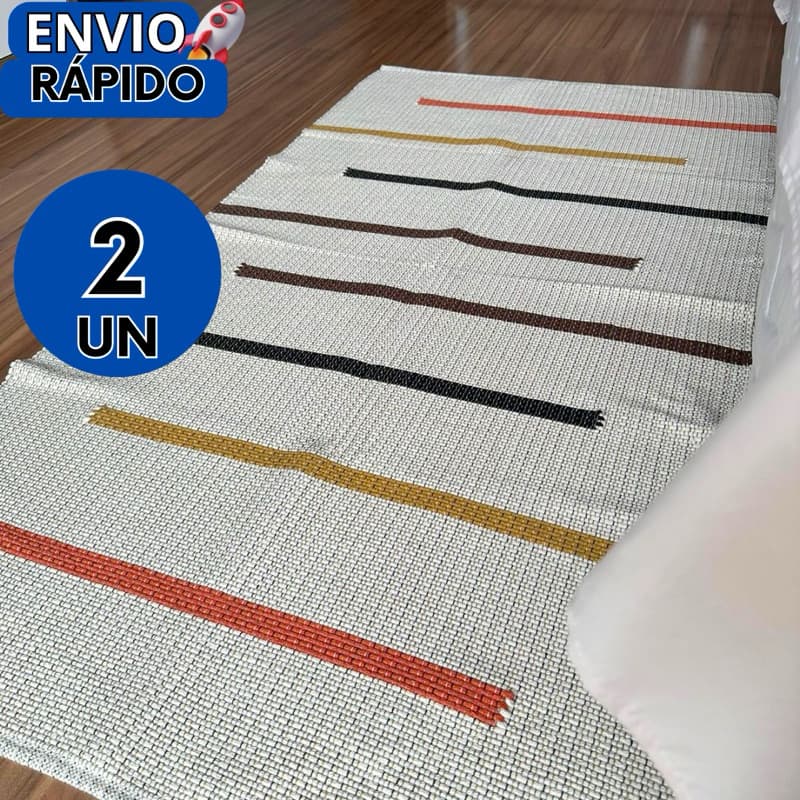 PAR DE TAPETES ARTESANAIS DE TEAR MANUAL CRU ESTILO RÚSTICOS PRA SALA, QUARTO E COZINHA FEITO A MÃO.