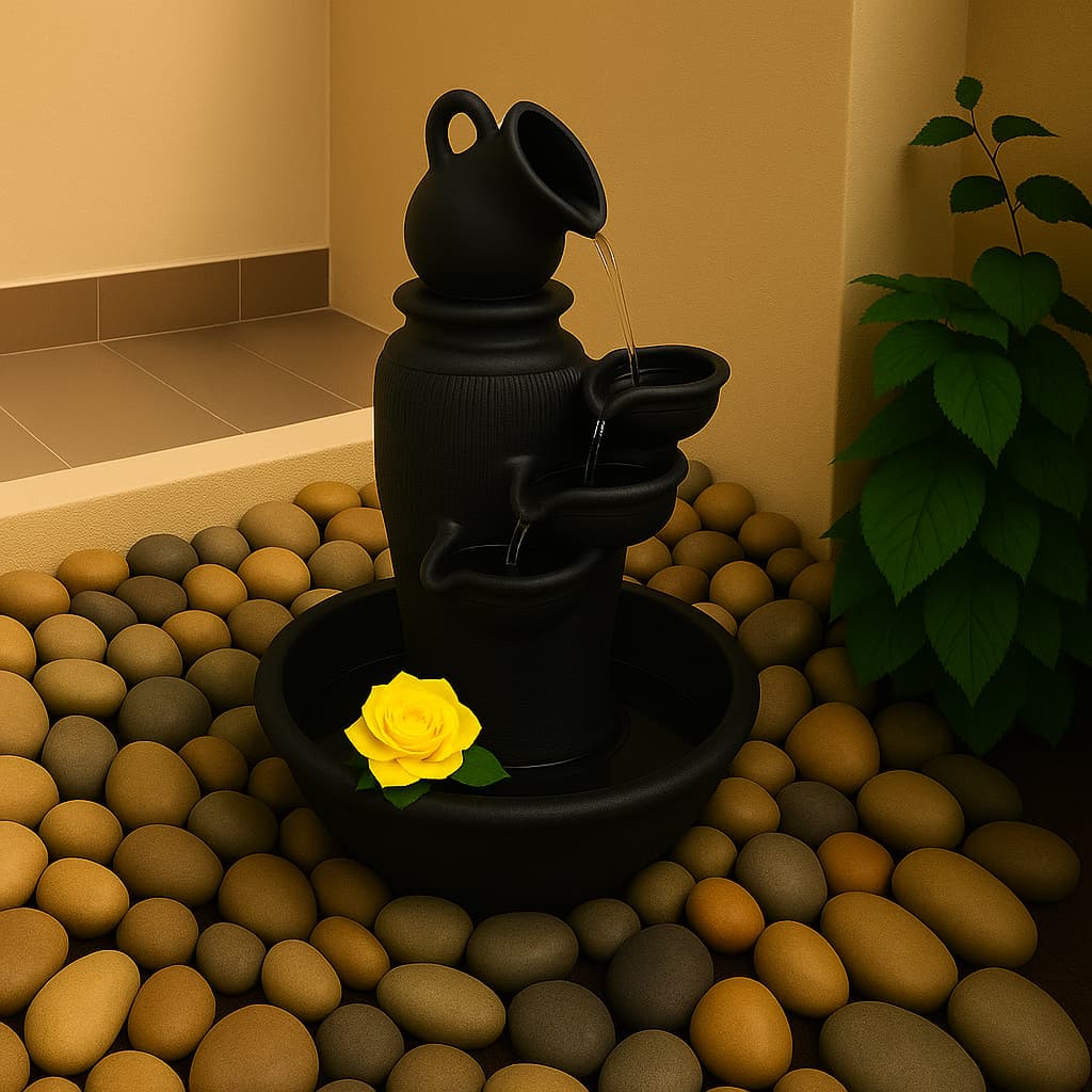 fonte de agua chafariz para jardim cascata feng shui mesa preta