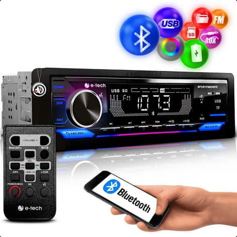 Auto Radio Fm Mp3 E-tech Premium Plus Bt Usb Carrega Celular