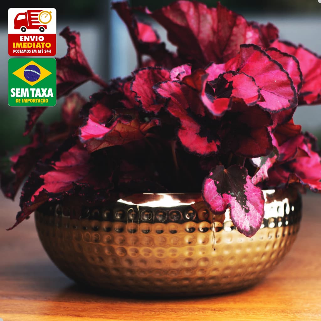 Centro de Mesa Inox Martelado Prata 18cm Cachepô Vaso Decorativo Flores Em Casa Tem