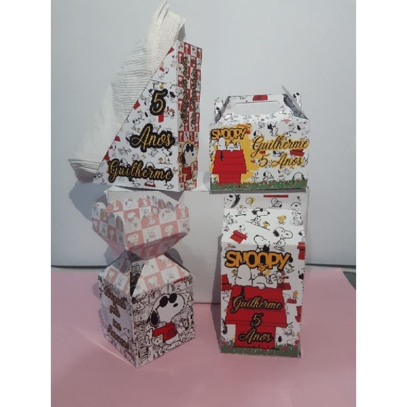 Kit de 20 Mini Caixas Personalizadas SNOOPY com 6 Opções Diferentes Adiciono Nome Faço Todos os Tema