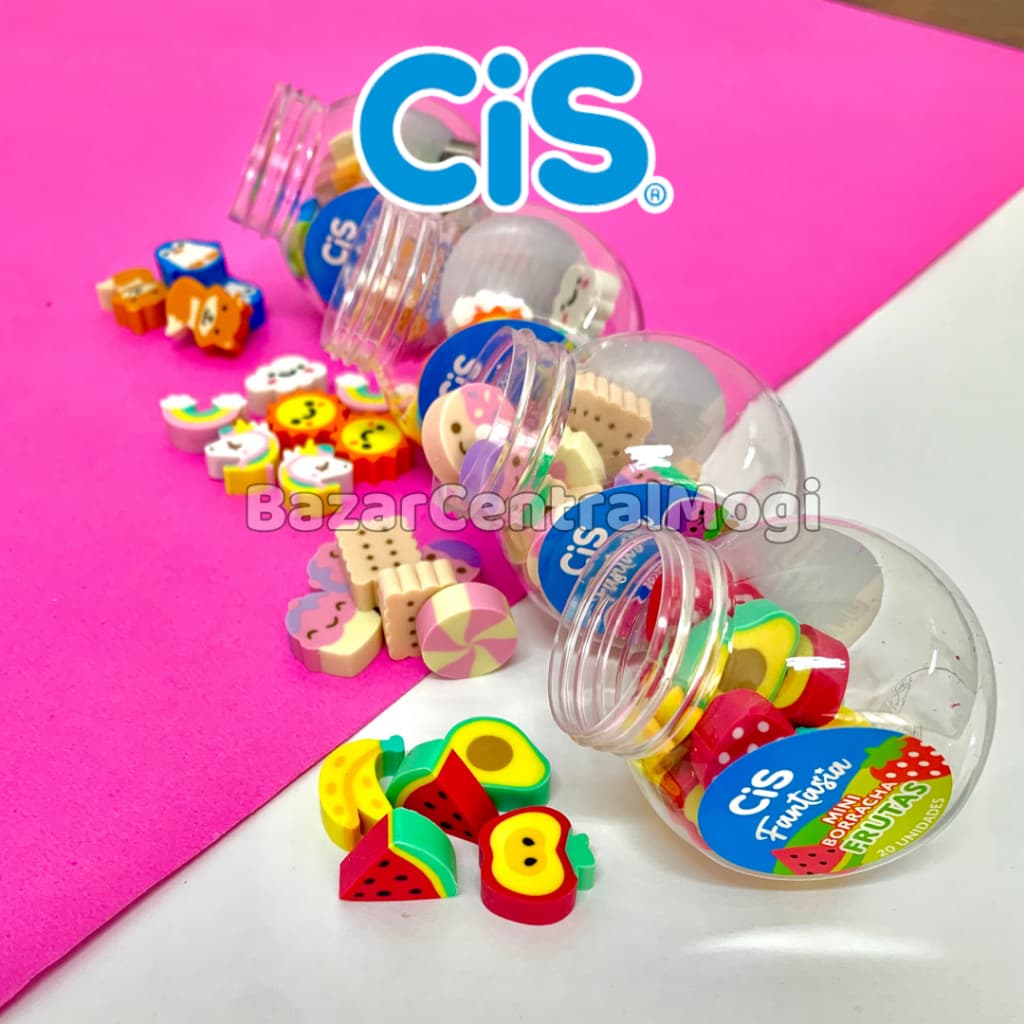 Mini Borracha Fofa Cis Fantasia Pote com 20 Unidades Candy Sonho Frutas Animais