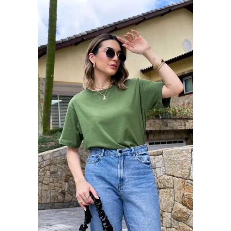 Blusa T-shirt Feminina Algodão Soltinha Basica Lisa Lançamento Moda Feminina Verão