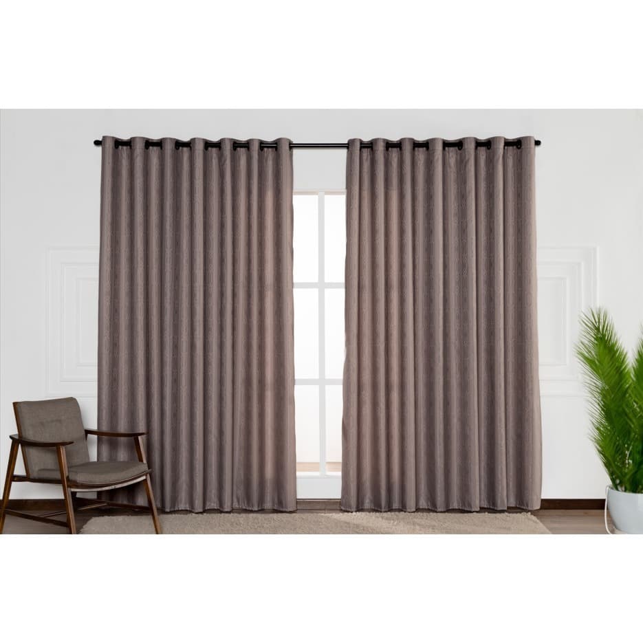 Cortina para Sala ou Quarto - 2,70m x 2,30alt. - Cortina Jacquard Avelã Rosê Cinza