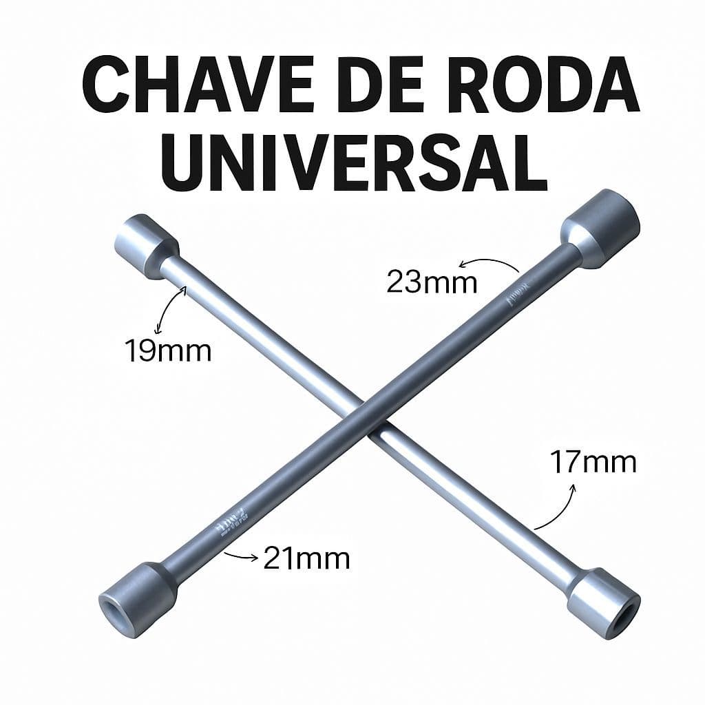 Chave de Roda Cruz 4 Bocas Reforçada Aço Carbono Universal – Para Aros 13 a 17