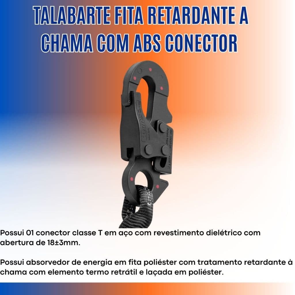 Talabarte Profissional Top6410 Fita Retardante a Chama Conector ABS Trabalho em Altura