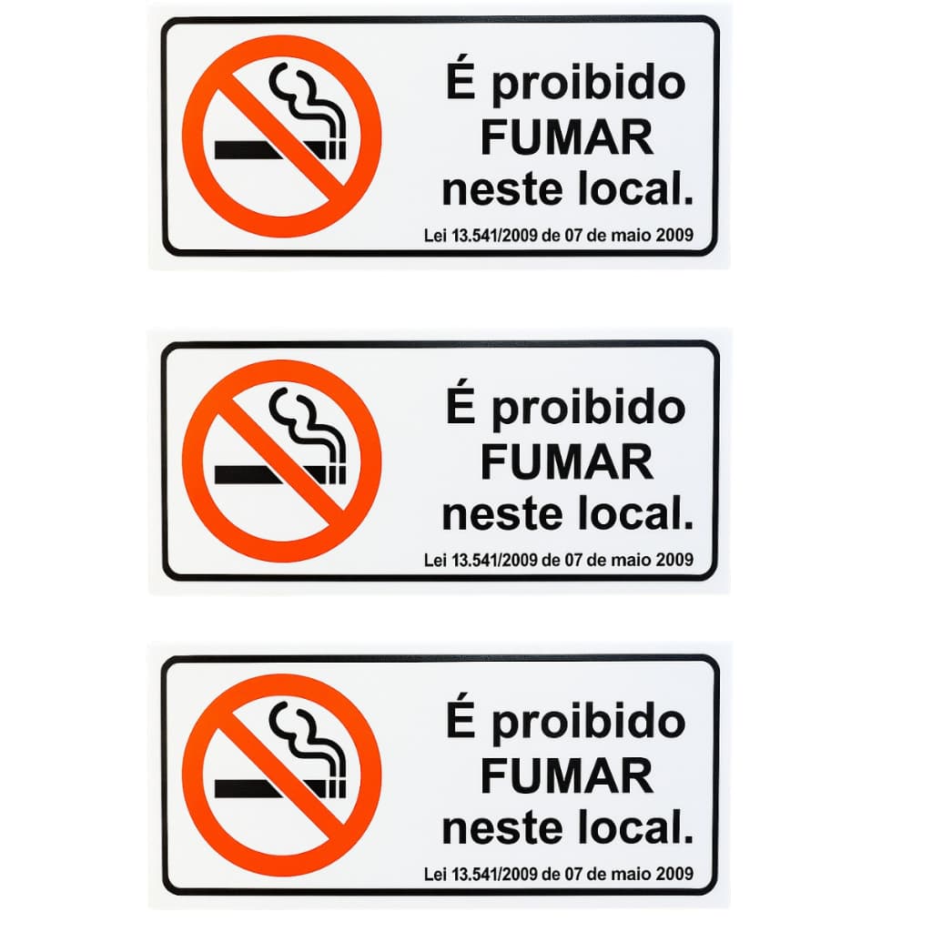 Kit 3 Placa Proibido Fumar Neste Local Sinalização Aviso