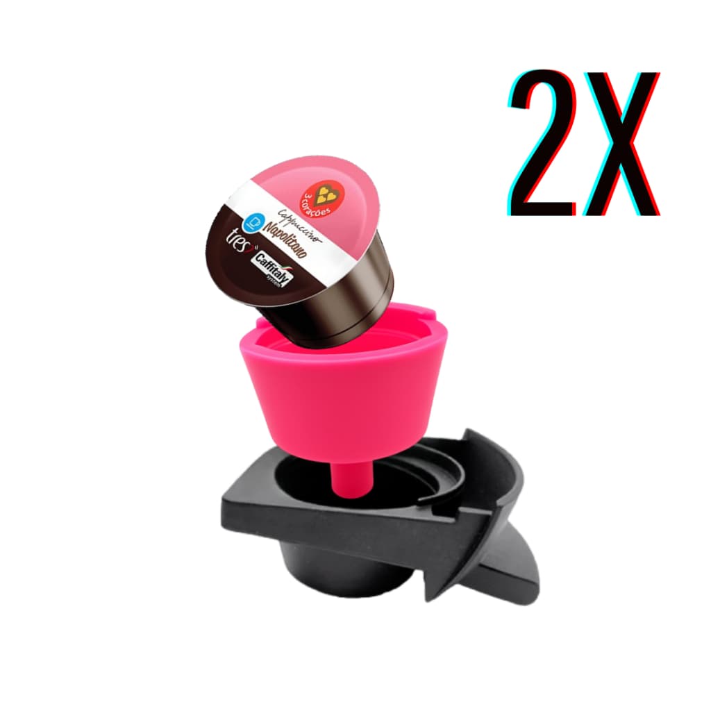 2x Adaptador De Cápsulas Três Corações Para Máquinas Cafeteiras Dolce Gusto Pink
