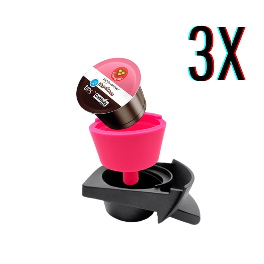 3x Adaptador Cápsulas Três Corações Para Máquinas Cafeteiras Dolce Gusto Pink
