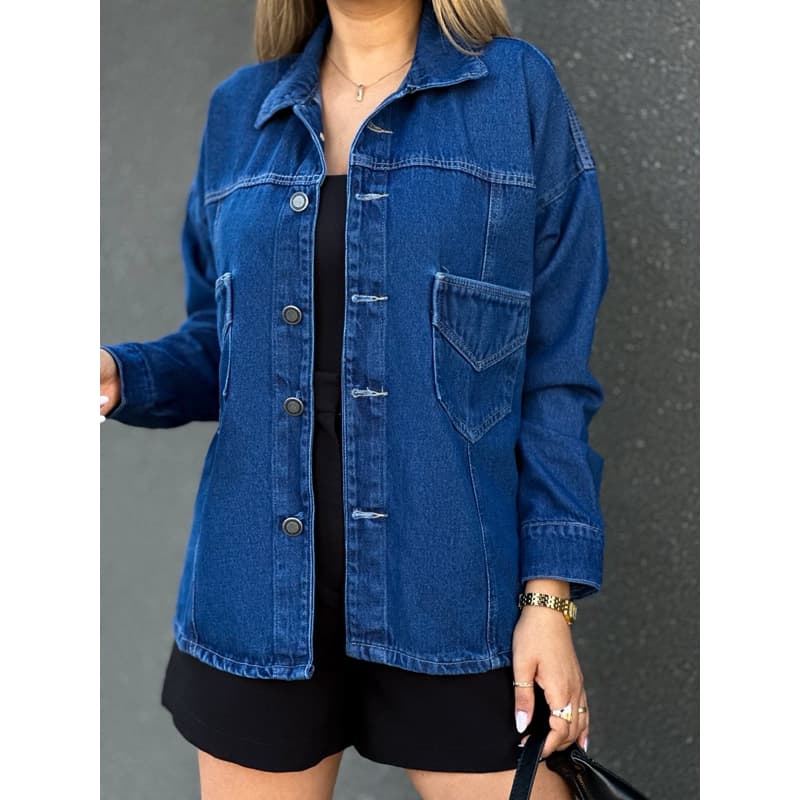 ZOEYA MODERN CHIC jaqueta jeans  longa feminina casaco blusa casaco bulsas feminina de frio manga longa 0062