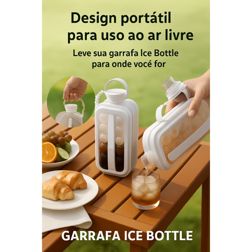 Garrafa Portátil e Forma de Gelo - Ice Bottle 2 em 1 - (Cores Sortidas)
