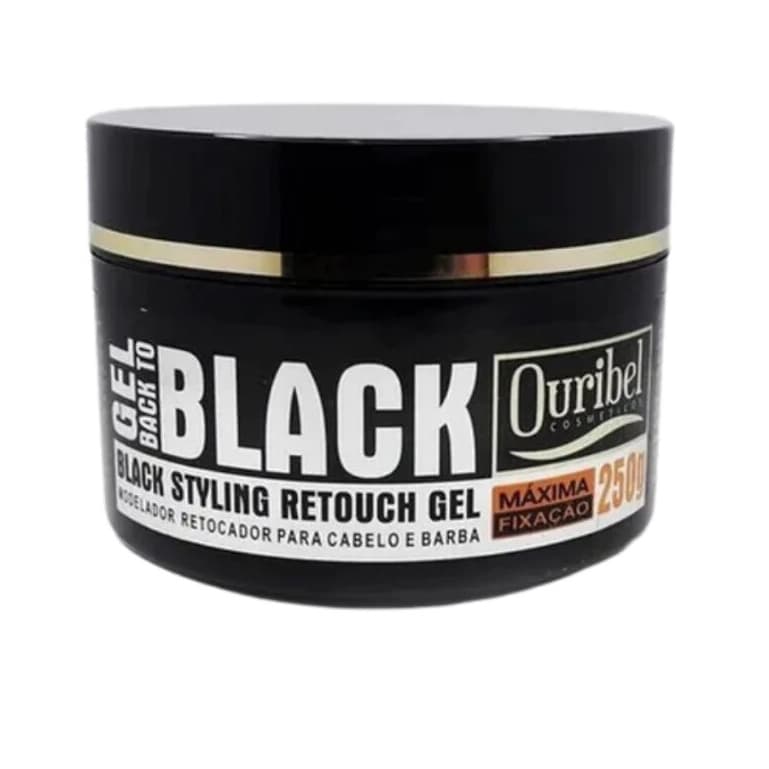 Gel Black Modelador Retocador para cabelos e barba Ouribel 250G