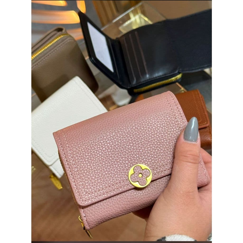 Carteira Feminina Couro Com Compartimentos Cartões Moedas Notas Elegante Compacta