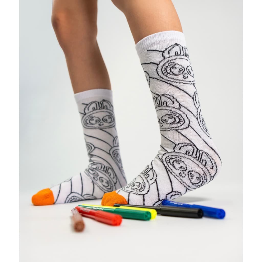 Meia Infantil 3/4 Bob Kit de Personalizar 6 Canetas Meias Pintar Goods Menino Menina