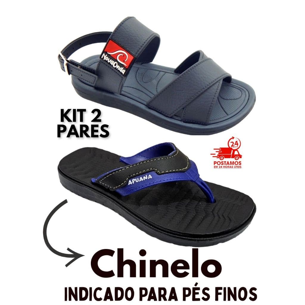 Kit 2 Pares sandalia Infantil  Masculino Papete + Chinelo Infantil Menino Promoção