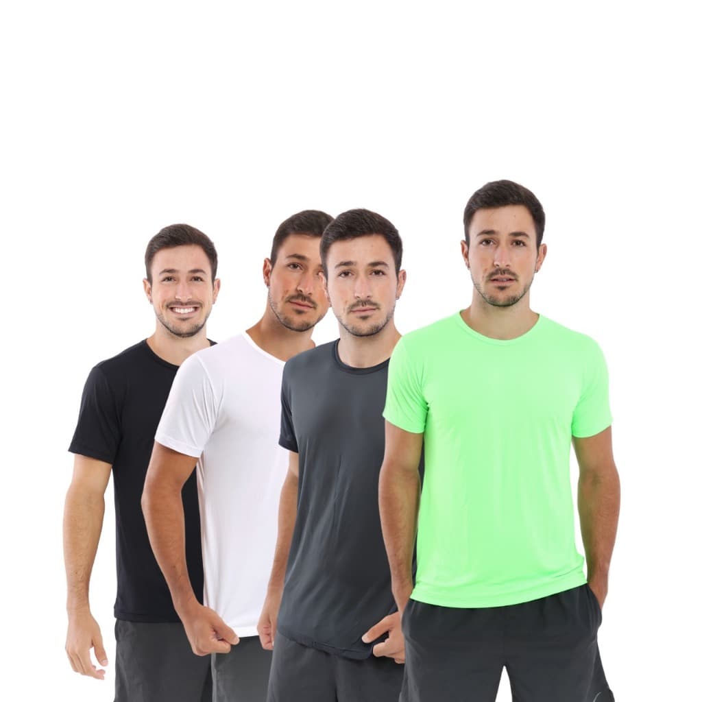 Kit 4 Camisetas Dry Fit 100% Poliamida Masculino Variados