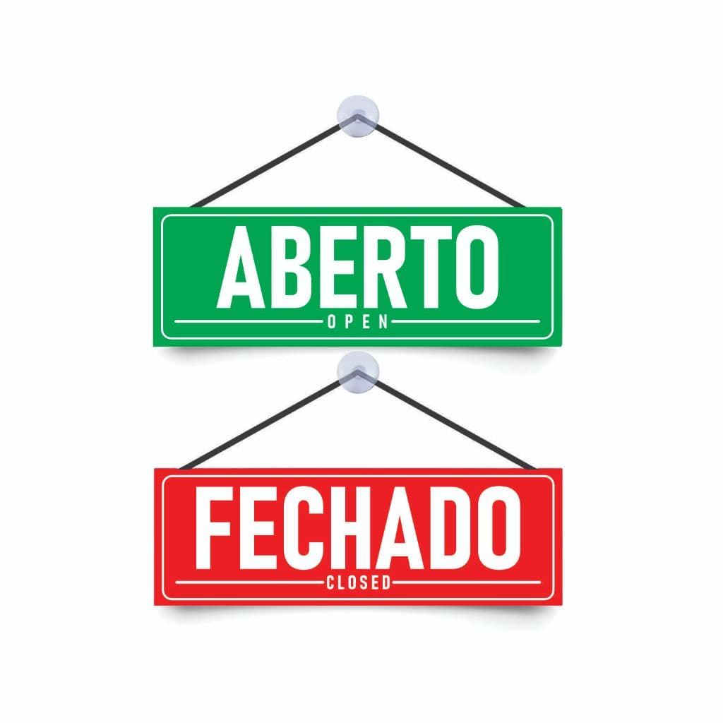 Placa Aberto Fechado com Ventosa 30x10cm Aviso De Portas Vitrines Loja Comércio Negócio Salão
