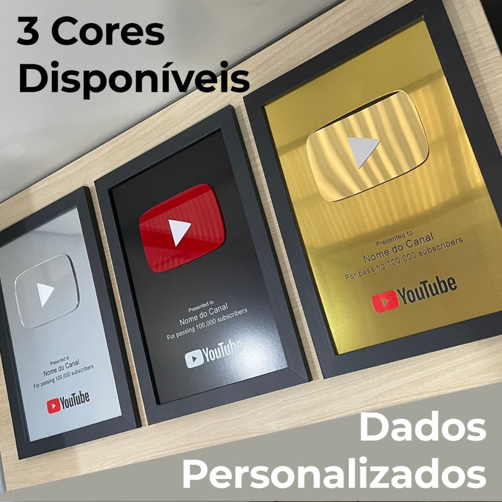 Placa Quadro Comemorativo Personalizado em 3D Seu Canal Inscritos