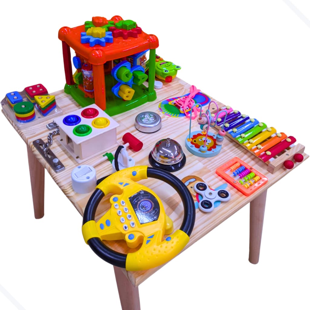 Mesa Sensorial De Madeira 15 Atividades 2 Em 1 Painel Envio Rápido