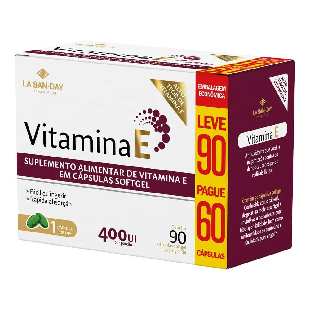 Vitamina E 400ui - 90 Cápsulas - La San Day