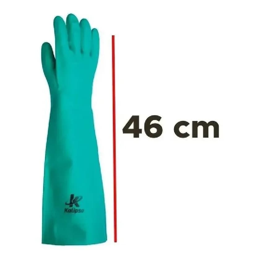 Luva Nitrílica K15 Cano Longo 45cm Proteção Química Marca Kalipso