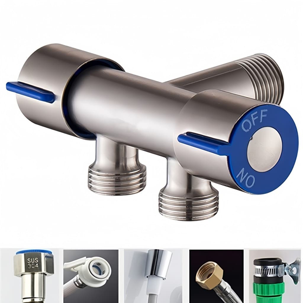 Válvula Saída Dupla Inox 1/2 Máquina de Lavar Louça Máquina de Lavar Roupa Ducha Higiênica