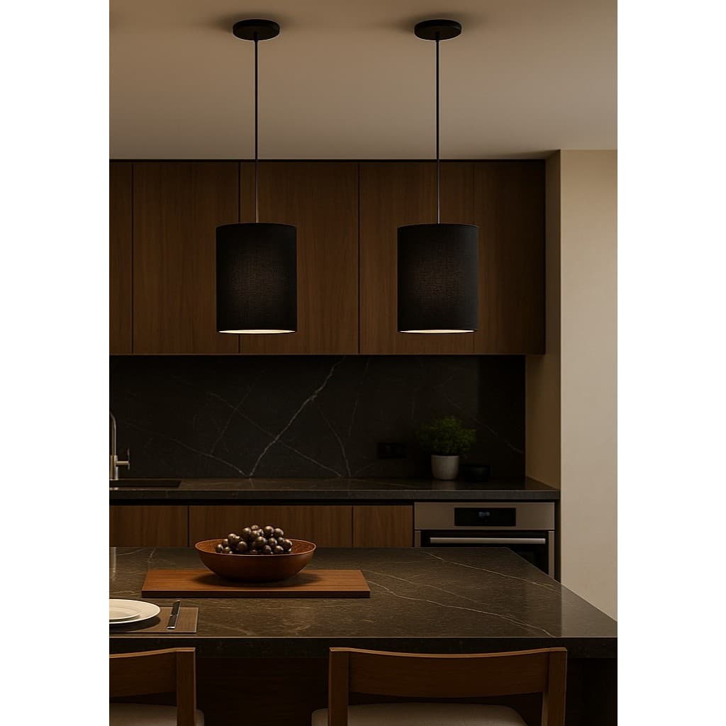 Kit 2 Pendentes Teto Luxo Moderno Mais Vendidos Cúpula em Tecido 30x17cm Para Sala, Quarto, Cozinha, Estúdio, Escritorio