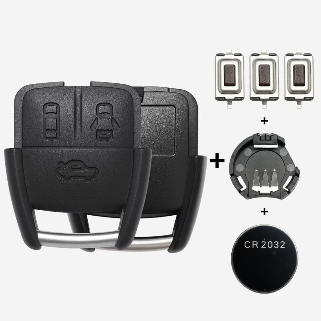 Kit Carcaça Controle Chevrolet P/Astra Zafira Vectra C/ Suporte da Bateria 3 Botões e Bateria