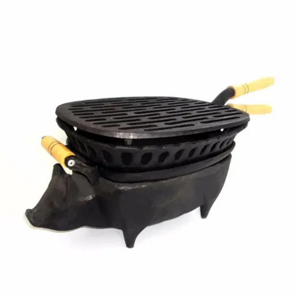 Churrasqueira Porquinho em Ferro Fundido Completa 39x21x12