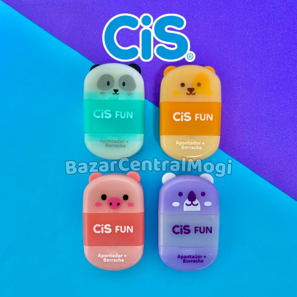Apontador com Depósito e Borracha Cis Fun Bichinhos Animais Fofos