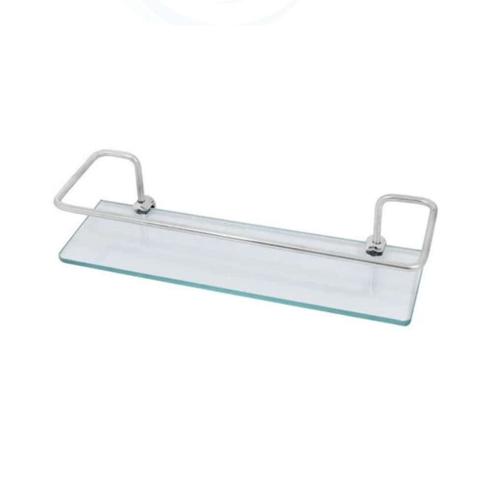 Porta Shampoo Reto Alumínio Com Base De Vidro 30x10
