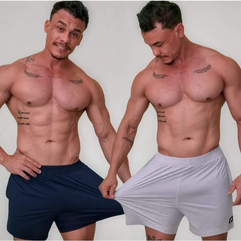 Kit 2 Shorts Masculinos Esportivos Poliamida Dry Fit Academia Bermuda Corrida com Bolsos