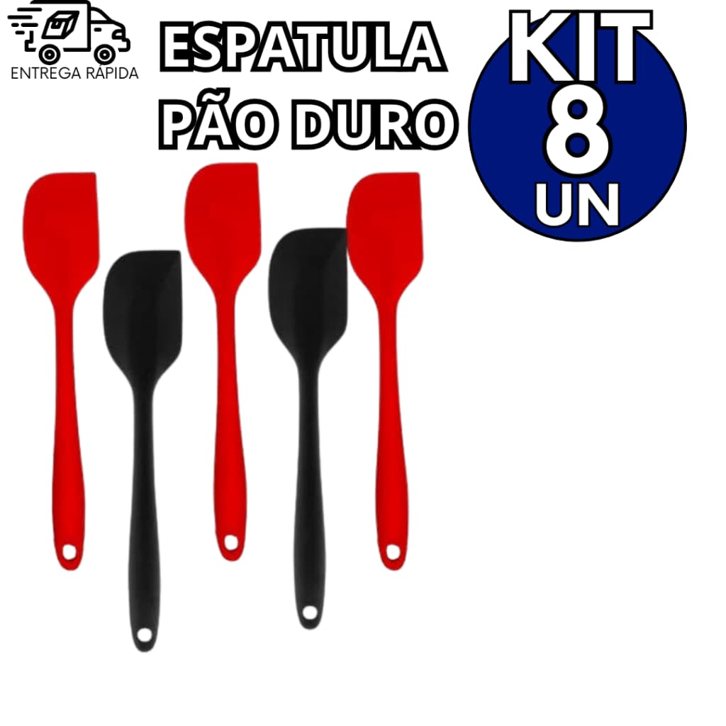 Kit 8 Espátula Pão Duro de Silicone Para Sua Casa Cozinha Cantina Lanchonete Confeitaria