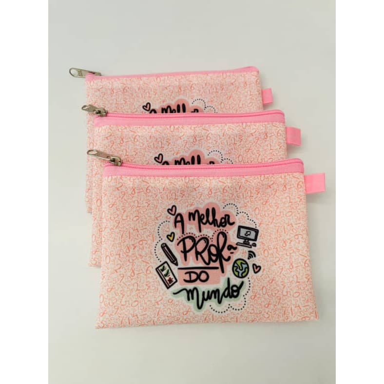 kit com 3 mini necessaires/porta moedas tema professores.feliz dia dos professores