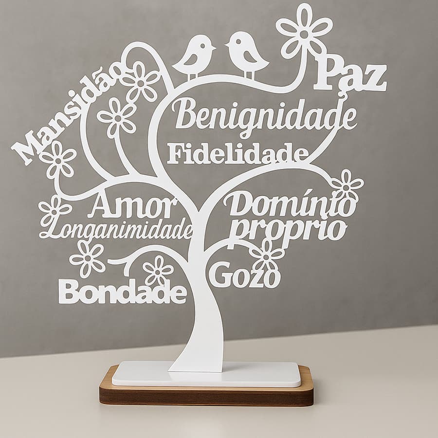 Placa Decorativa de Mesa Árvore Mensageira em MDF Palavras Positivas e Motivacionais