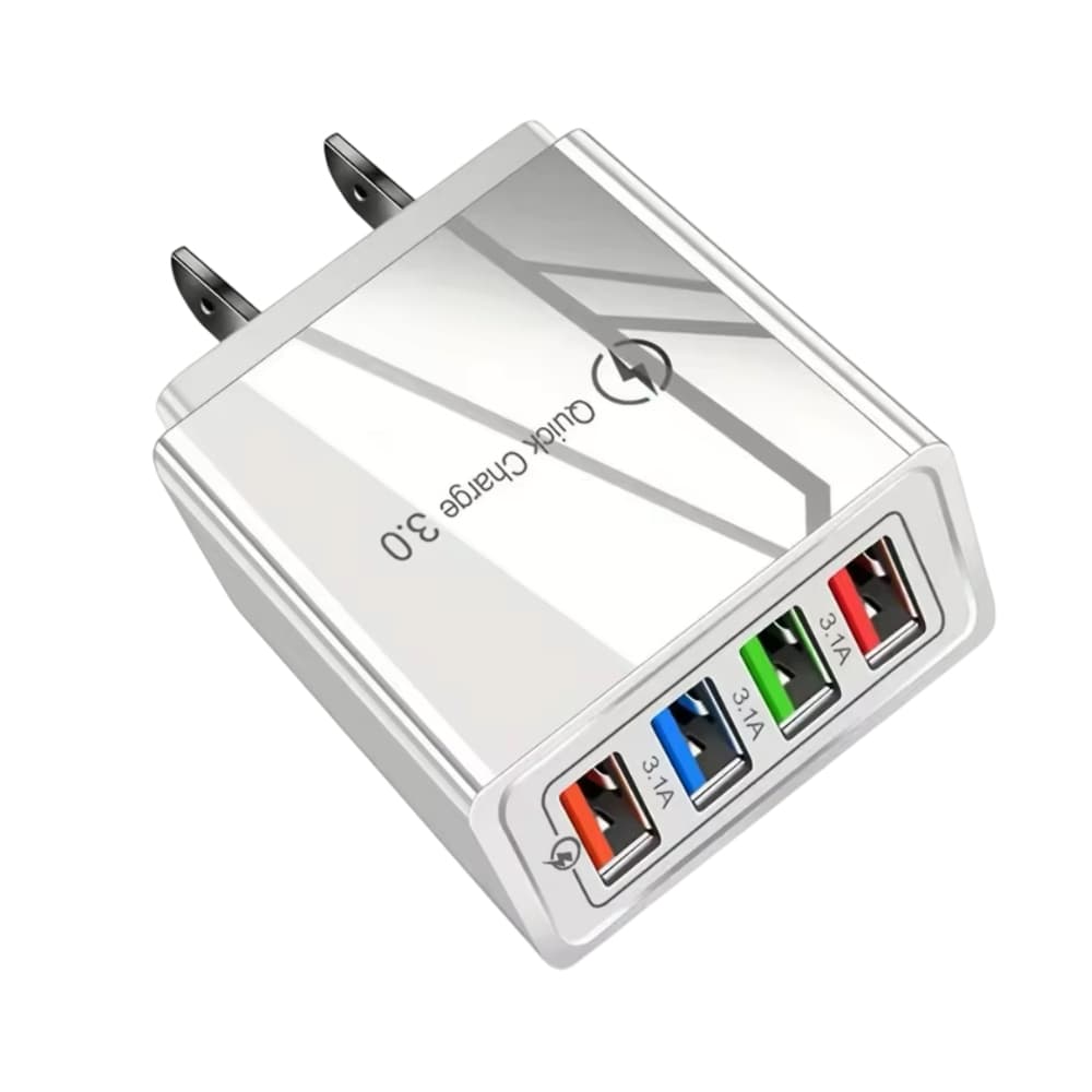 Carregador De Parede Turbo Quick Charge 3.0 Com 4 Portas USB 3.1A Adaptador de Tomada Rápido Celular iPhone Android
