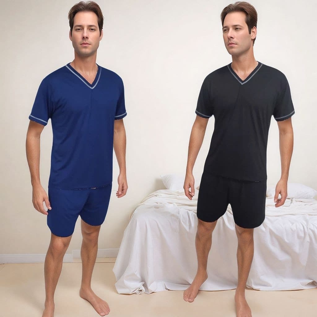 Kit 2 Pijamas Masculino Manga curta  Short de Verão Conjunto De Dormir Homem Calor cirurgio