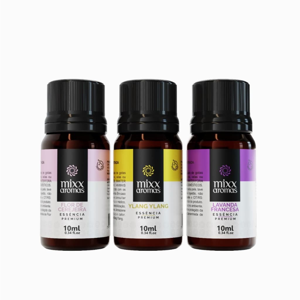 3 ESSENCIA FLOR DE CEREJEIRA YLANG YLANG E LAVANDA FRANCESA