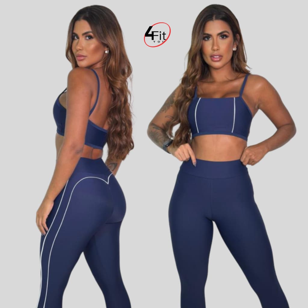 Conjunto Academia Conjunto Fitness Conjunto Poliamida Calça e Top Vivo4Fit