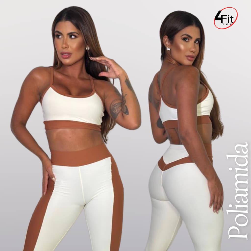 Conjunto Academia Conjunto Fitness Conjunto Poliamida Calça e Top Brume 4Fit