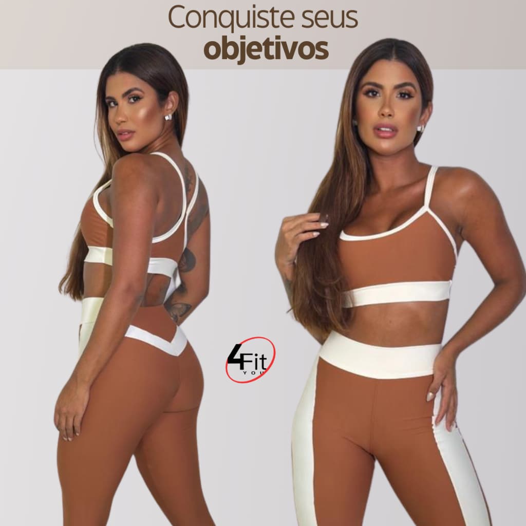 Conjunto Academia Conjunto Fitness Conjunto Poliamida Calça e Top Brume 4Fit