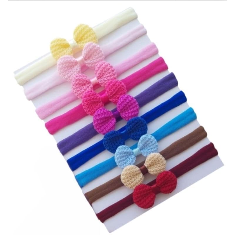 Kit laço crochê tiara de bebê lacinhos recém nascido faixas de cabelo laços acessórios de cabelo