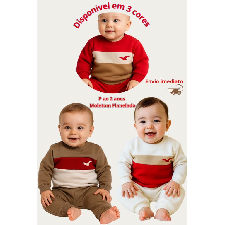 Conjunto moletom agasalho felpado bebes moderno