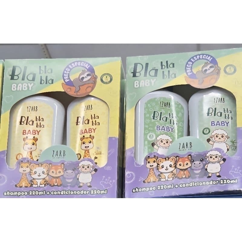 Kit 2 Shampoos + 2 Condicionadores Infantis Blá Blá Blá  Camomila ou Alo e Vera