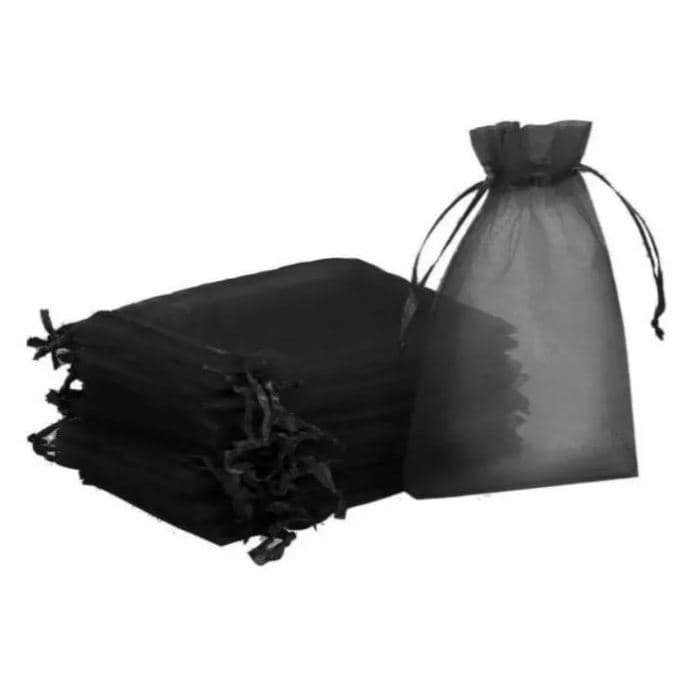 Saco De Organza Preto Fita Cetim Com 10 Unidades 8cm X 10cm