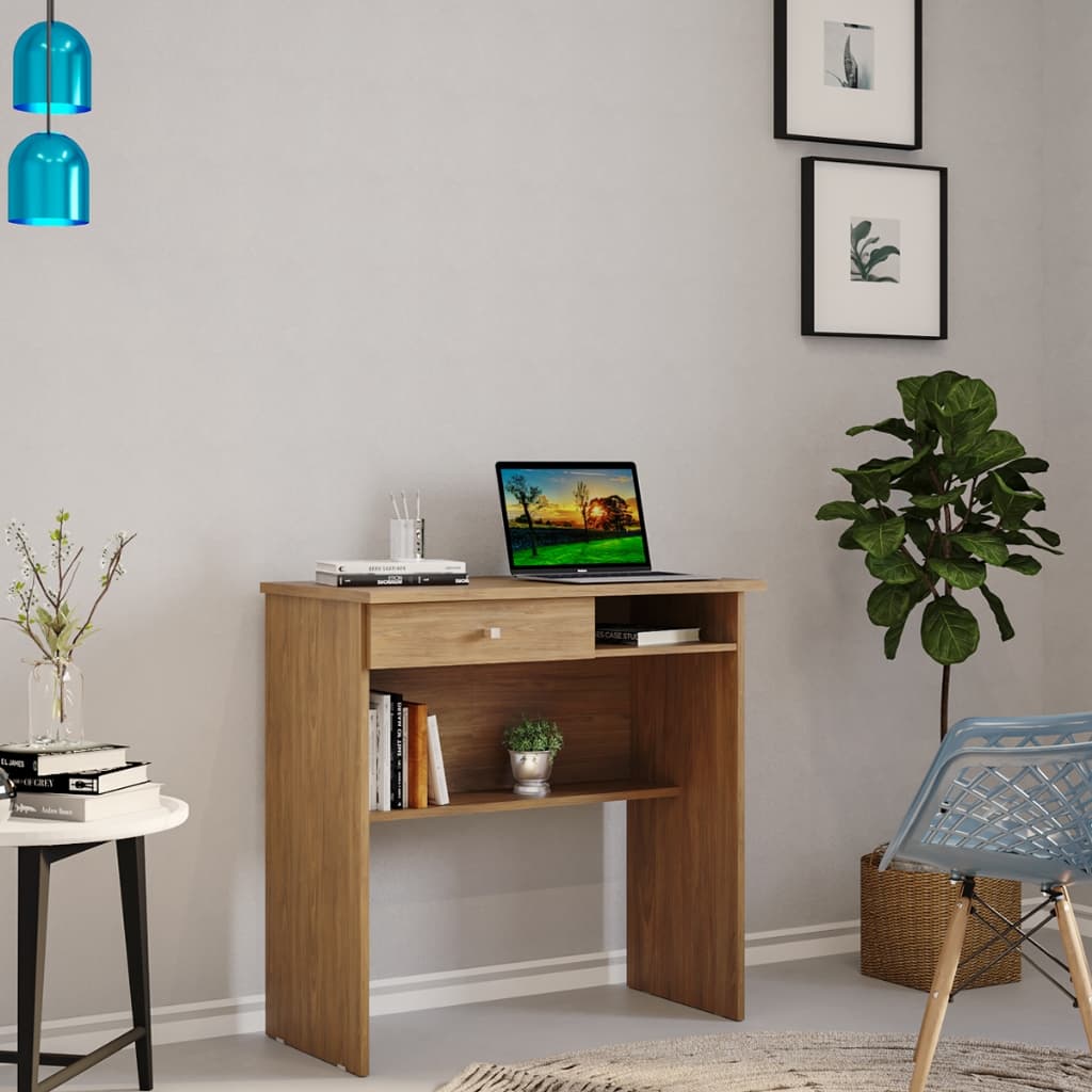 Escrivaninha 70cm com Gaveta e Prateleiras | Mesa para Notebook Home Office