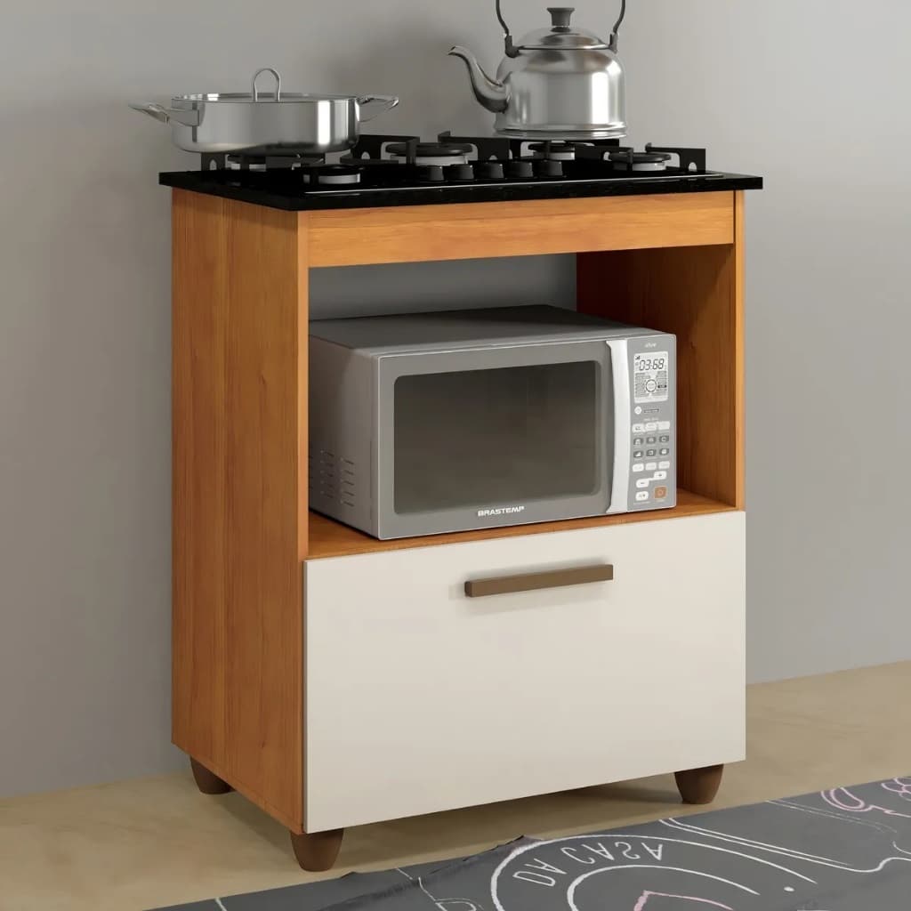 Balcão para Cooktop 4 ou 5 Bocas 1 Porta Basculante Salvia
